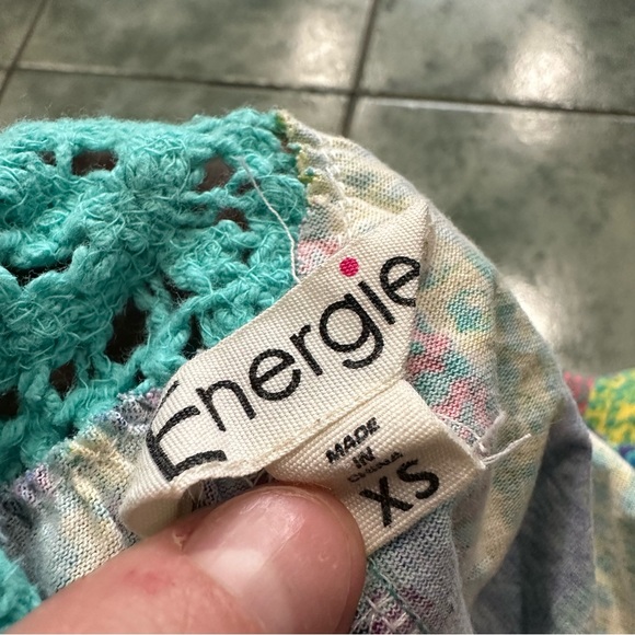 VTG Y2K Bright Colorful Striped Patterned Hippie Boho Crochet Lace Knit Cami - Picture 5 of 5